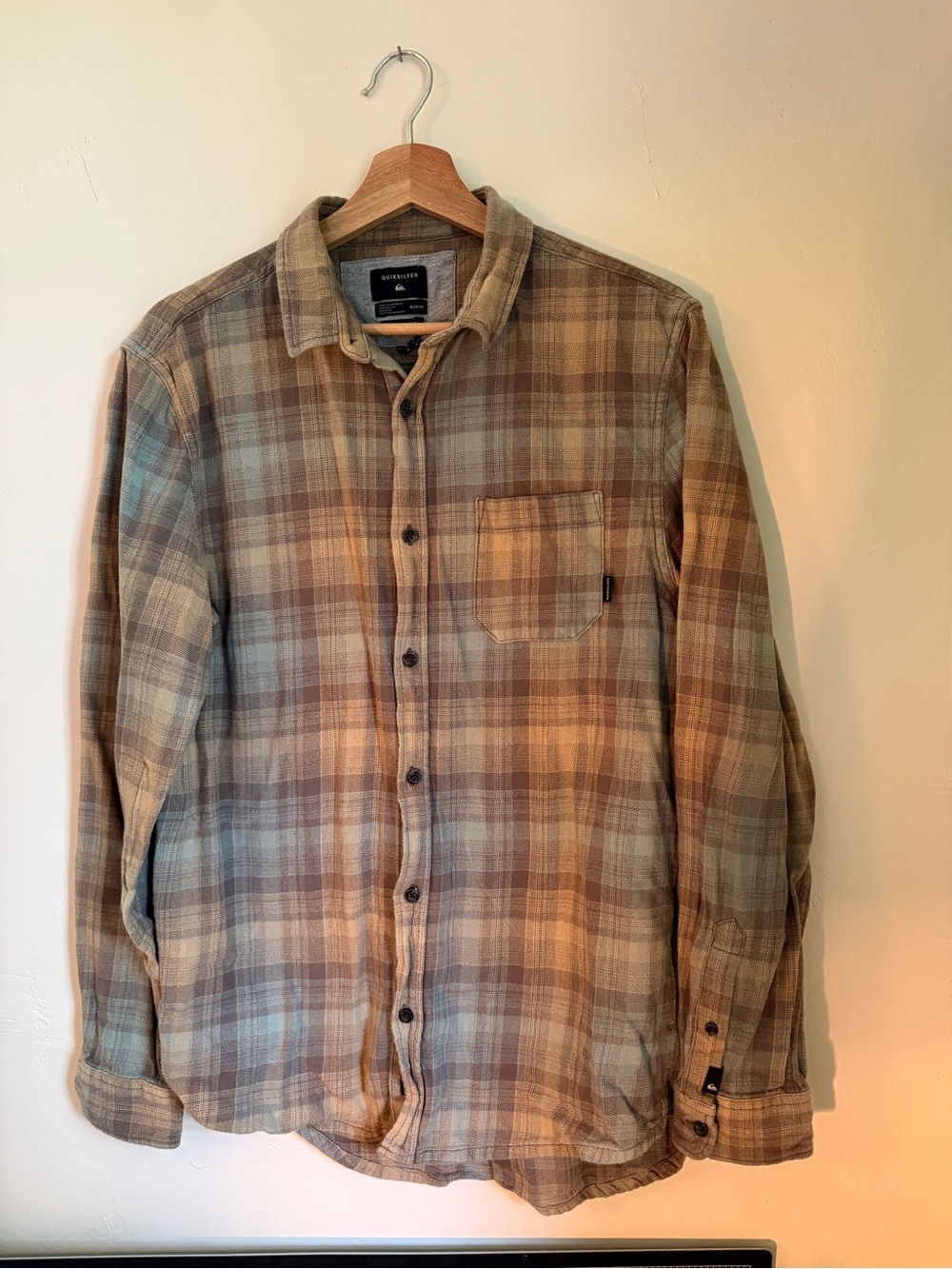 Quiksilver Men's Brown & Tan Plaid Shirt Jacket